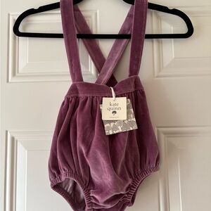 Kate Quinn Mauve Velvet bubble overalls